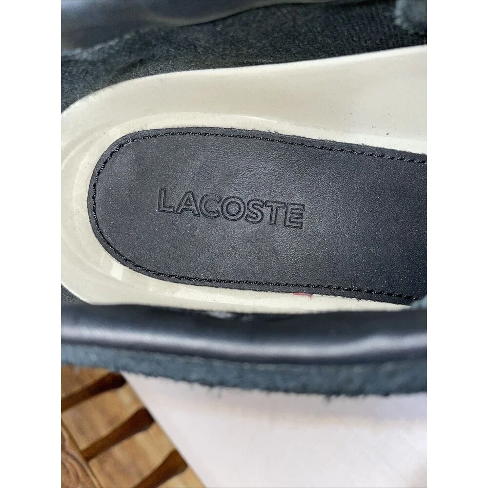 Lacoste Casual Sneakers Mens Size 13 M Black Leather Lace Up Fashion Shoes